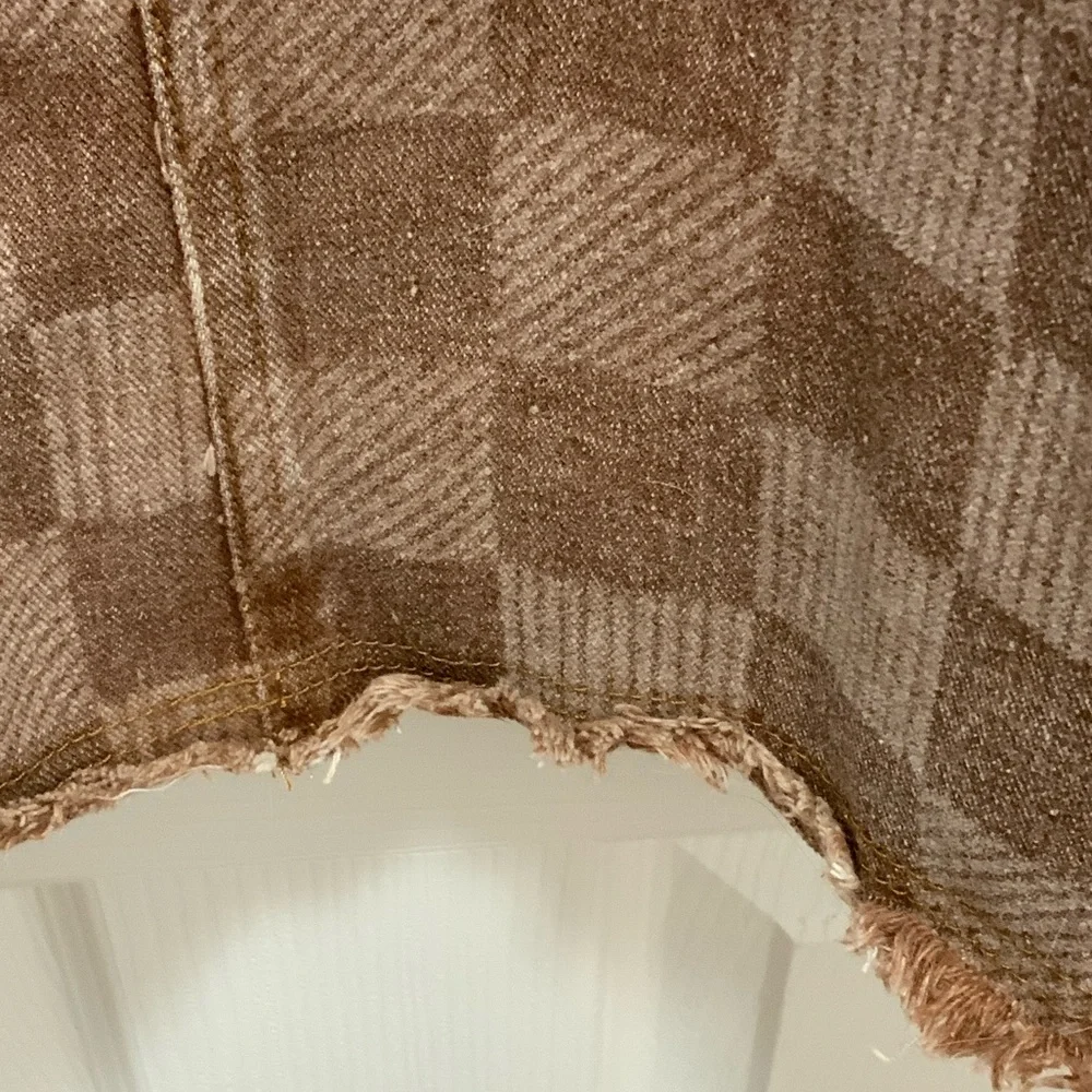 Very J Brown Checkered Maxi Skirt with Frayed Waist - Picture 3 of 7